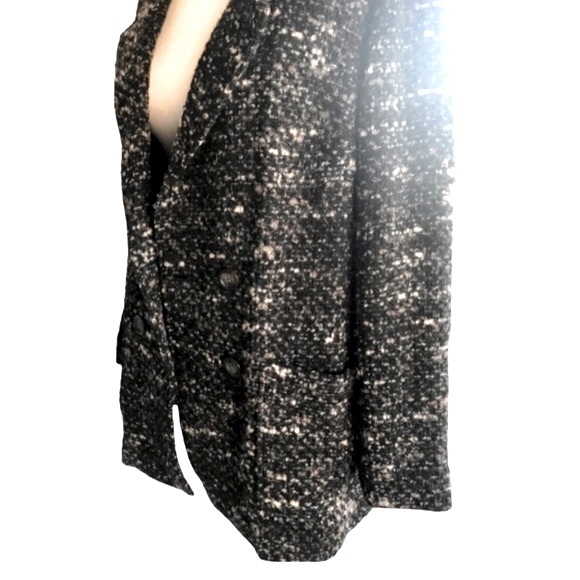 J. Jill Black Wool Blend Oversized Boucle Coat Small Black Camel Brown - Picture 3 of 8